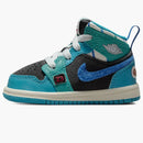 Jordan 1 Mid Sneaker School Anthracite Aquatone New Emerald Glacier Blue (td)