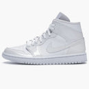 Jordan 1 Mid Triple White Patent Swoosh (women's)