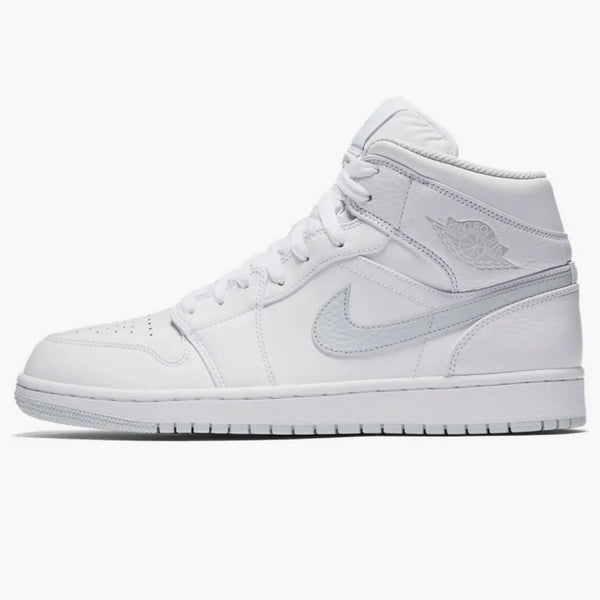 Jordan 1 Mid White Pure Platinum Swoosh
