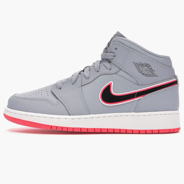 Jordan 1 Mid Wolf Grey Racer Pink Black (gs)