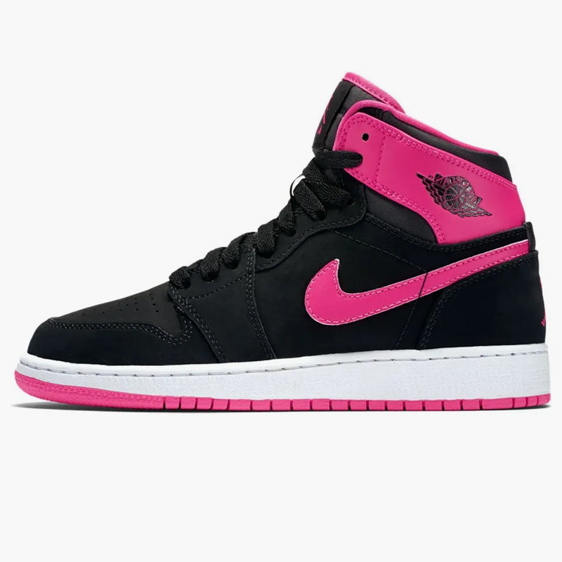 Jordan 1 Retro High Black Vivid Rosa (GS)