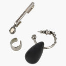 Alexander Mcqueen 3-piece Stone Ear Hook Set Silver/black