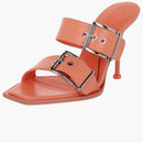 Alexander Mcqueen Boxcar Leather Heel Sandals Apricot (women's)