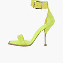 Alexander Mcqueen Crystal Embellished Heel Sandals Yellow Silver (women's)