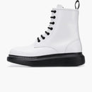 Alexander Mcqueen Glossed-leather Platform Ankle Boot White Black (women's)