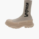 Alexander Mcqueen Graffiti Knit Tread Slick Boot Beige