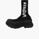 Alexander Mcqueen Graffiti Knit Tread Slick Boot Black