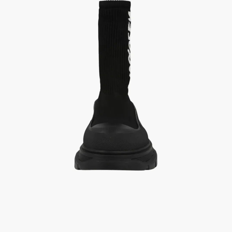Alexander Mcqueen Graffiti Knit Tread Slick Boot Black