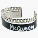 Alexander Mcqueen Graffiti Open Cuff Bracelet Black/white