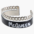 Alexander Mcqueen Graffiti Open Cuff Bracelet Black/white