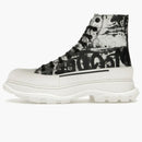 Alexander Mcqueen Graffiti Tread Slick Boot White Black (women's)