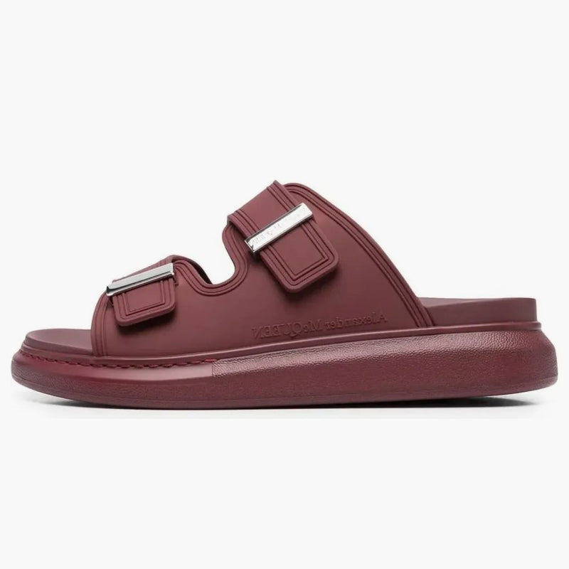 Alexander Mcqueen Hybrid Buckled Rubber Sandal Burgundy