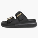 Alexander Mcqueen Hybrid Buckled Rubber Sandals Black Gold (women's)