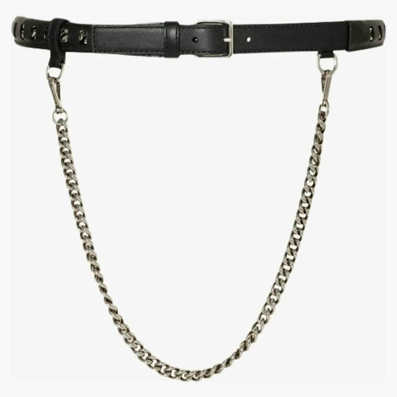 Alexander Mcqueen Inserted Chain Belt Black