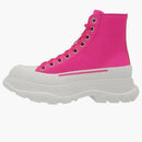 Alexander Mcqueen Leather Tread Slick Boot Pink White (women's)