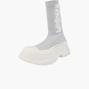 Alexander Mcqueen Logo Intarsia Chunky Sock Sneaker Grey White (women's)