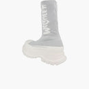 Alexander Mcqueen Logo Intarsia Chunky Sock Sneaker Grey White (women's)