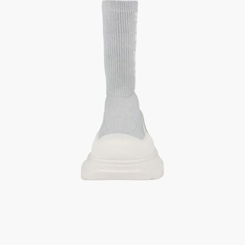 Alexander Mcqueen Logo Intarsia Chunky Sock Sneaker Grey White (women's)