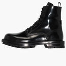 Alexander Mcqueen Polished Leather Combat Boot Black