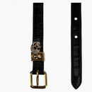 Alexander Mcqueen Skull Croc Embossed Double Belt Gold-tone Black