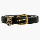 Alexander Mcqueen Skull Croc Embossed Double Belt Gold-tone Black