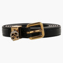 Alexander Mcqueen Skull Croc Embossed Double Belt Gold-tone Black
