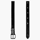 Alexander Mcqueen Skull Croc Embossed Double Belt Silver-tone Black