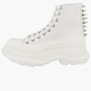 Alexander Mcqueen Studded Tread Slick Boot White Silver (women's)