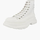 Alexander Mcqueen Studded Tread Slick Boot White Silver (women's)