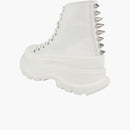 Alexander Mcqueen Studded Tread Slick Boot White Silver (women's)