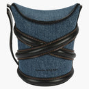 Alexander Mcqueen The Curve Mini Shoulder Bag Denim Black