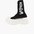 Alexander Mcqueen Tread Slick Boot Ribbed Black White (women's)