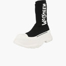 Alexander Mcqueen Tread Slick Boot Ribbed Black White (women's)
