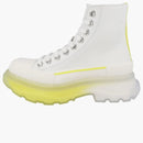 Alexander Mcqueen Tread Slick Lace Up Boot Leather White Lichen Yellow Gradient (women's)