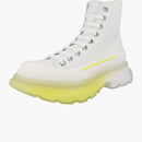 Alexander Mcqueen Tread Slick Lace Up Boot Leather White Lichen Yellow Gradient (women's)