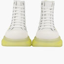 Alexander Mcqueen Tread Slick Lace Up Boot Leather White Lichen Yellow Gradient (women's)