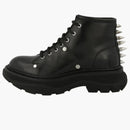 Alexander Mcqueen Tread Slick Lace Up Boots Black Silver (women's)