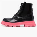Alexander Mcqueen Tread Slick Leather Boot Black Pink (women's)