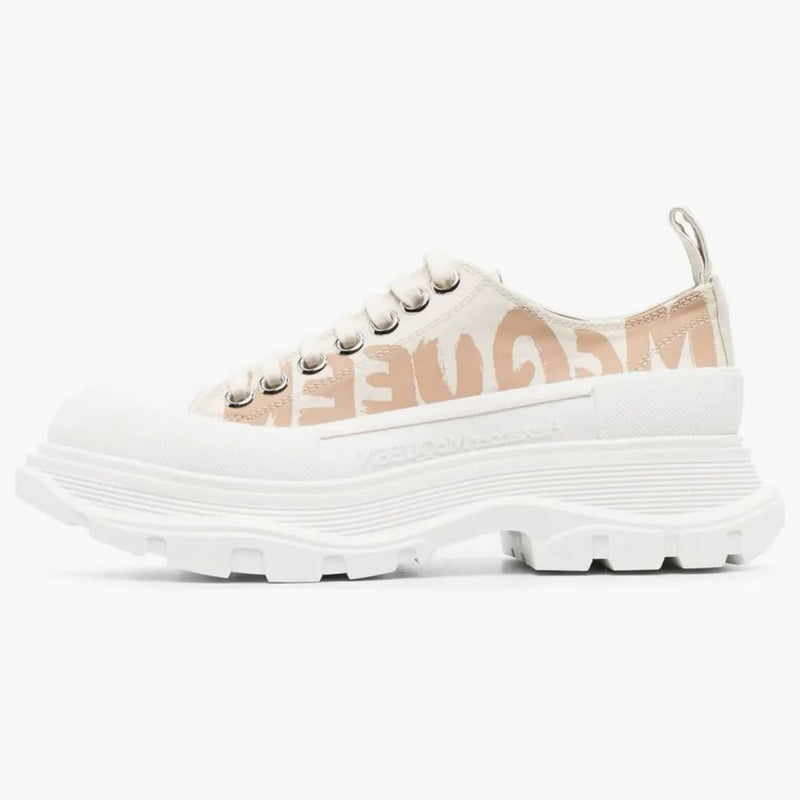 Alexander Mcqueen Tread Slick Low Lace Up Beige (women's)