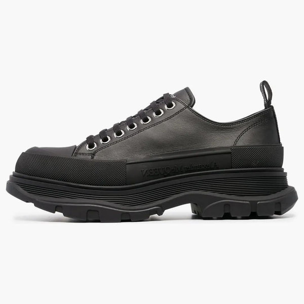 Alexander Mcqueen Tread Slick Low Lace Up Black Leather