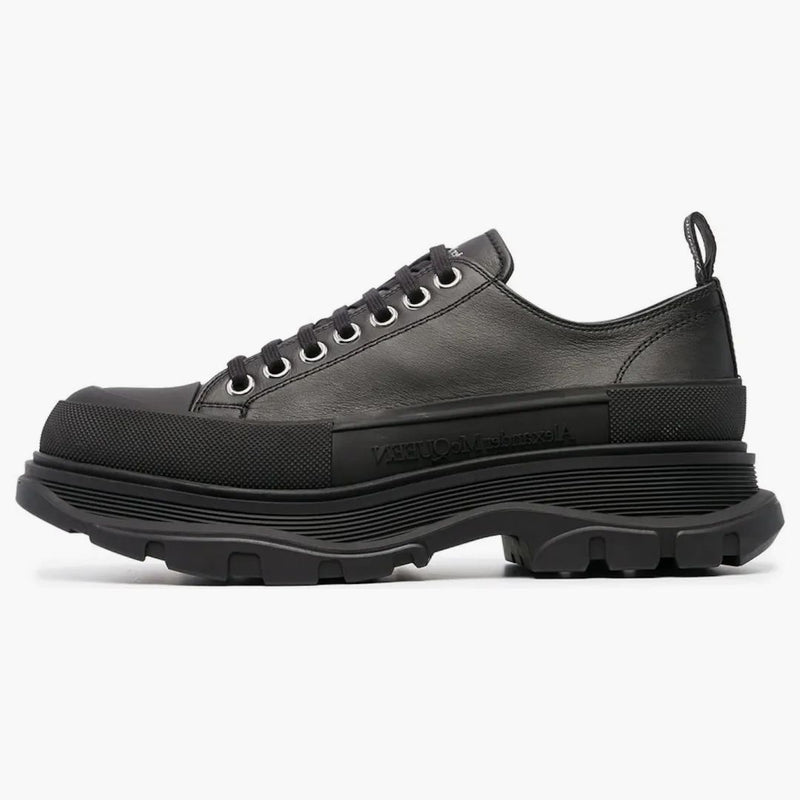Alexander Mcqueen Tread Slick Low Lace Up Black Leather