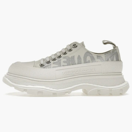 Alexander Mcqueen Tread Slick Low Lace Up Graffiti White Silver (women's)