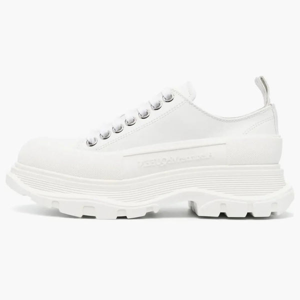 Alexander Mcqueen Tread Slick Low Lace Up White Leather (women's)