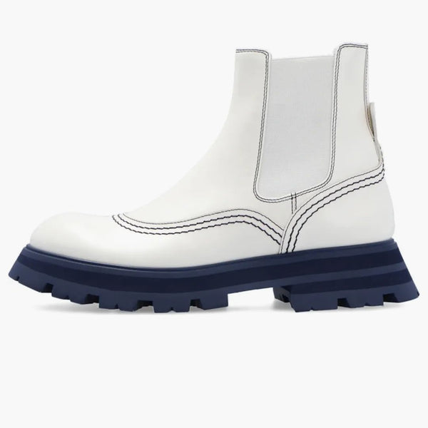 Alexander Mcqueen Wander Chelsea Boot White Navy (women's)