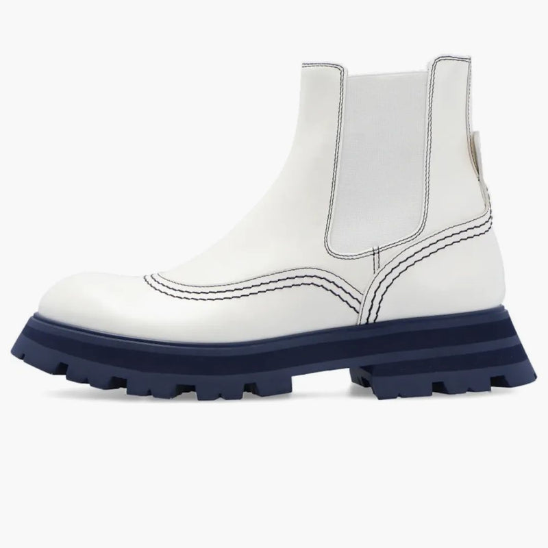 Alexander Mcqueen Wander Chelsea Boot White Navy (women's)