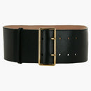 Alexander Mcqueen Wide Ecolux Military Belt Gold-tone Black