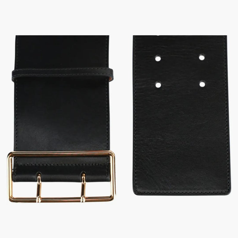 Alexander Mcqueen Wide Ecolux Military Belt Silver-tone Black