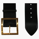 Alexander Mcqueen Wide Leather Belt Gold-tone Black