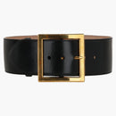 Alexander Mcqueen Wide Leather Belt Gold-tone Black