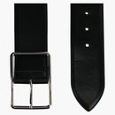 Alexander Mcqueen Wide Leather Belt Silver-tone Black